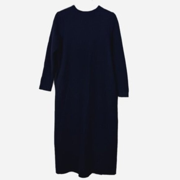 COS Longline Cardigan Women's XS Midnight Blue 100% Wool Open Front Coat-Sweater - Picture 13 of 15